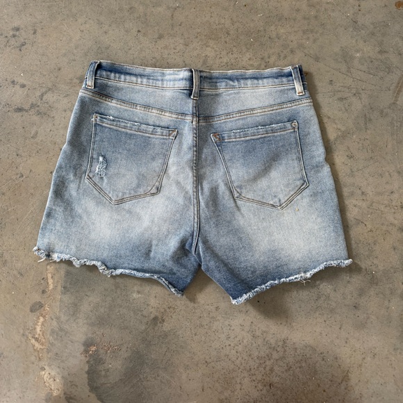 Kensie Distressed Denim Shorts - Blue - Picture 3 of 4